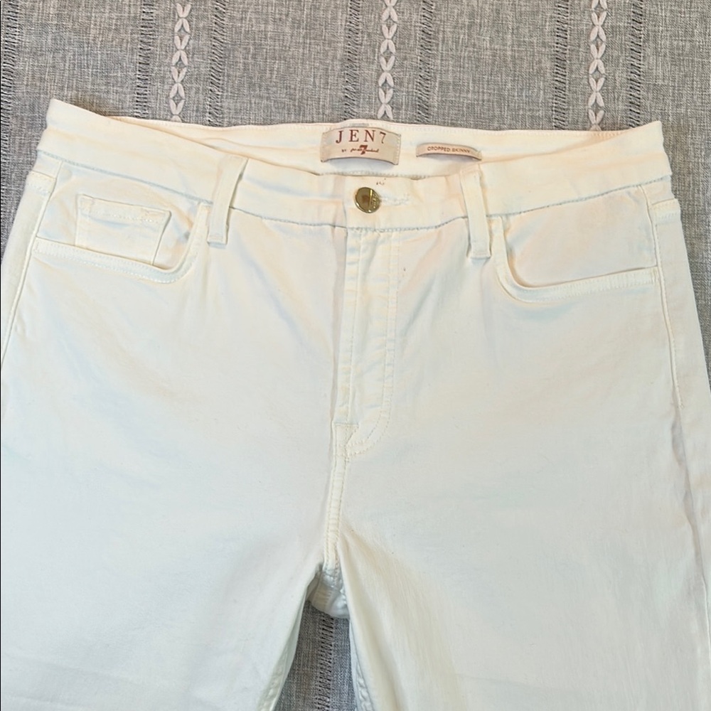 Jen7 White Cropped Skinny Jeans